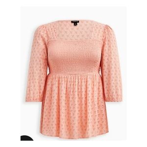 Torrid light coral eyelet blouse size 2